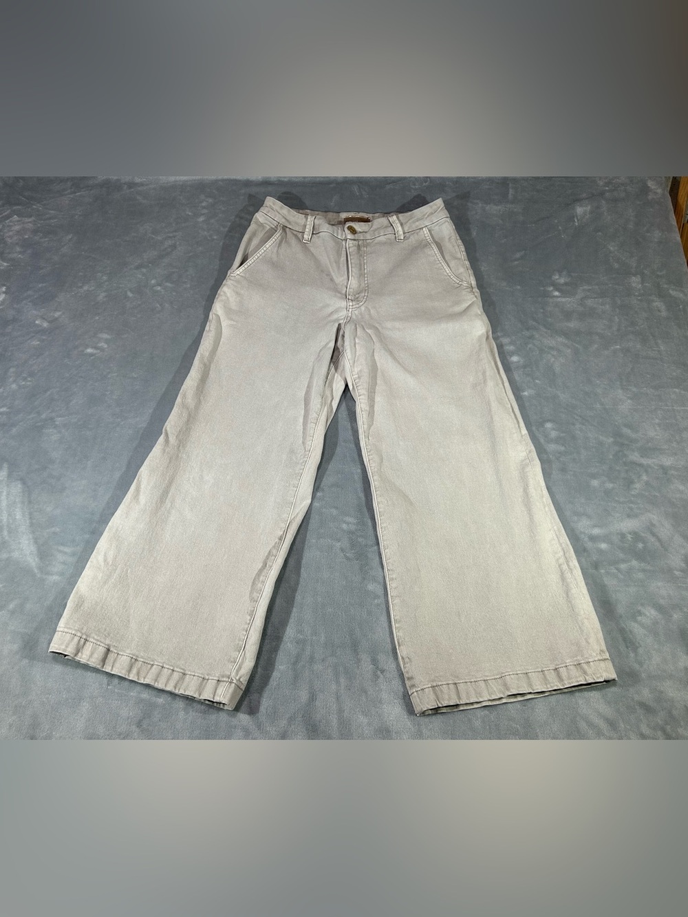 Kut from the Kloth Fab Ab Beige High Rise Wide-Leg Denim Jeans Cotton Pockets 6
